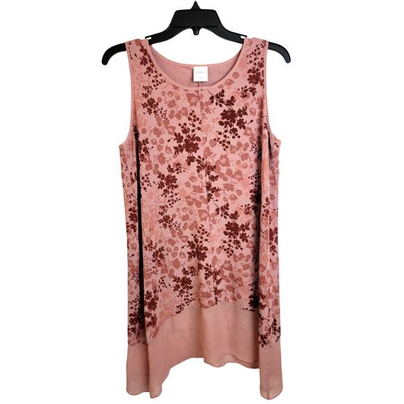 Soma Pink Red Floral Scoop Neck Sleeveless Tunic Tank Top Women's Size Medium - Picture 1 of 9